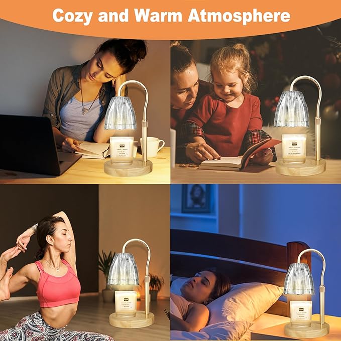 Candle Warmer Lamp with Timer & Dimmer, Candle Warmer Height Adjustable, Fits All Jar Scented Candles, Candle Lamp with 3 Bulbs, Charming Gift for Home Decor