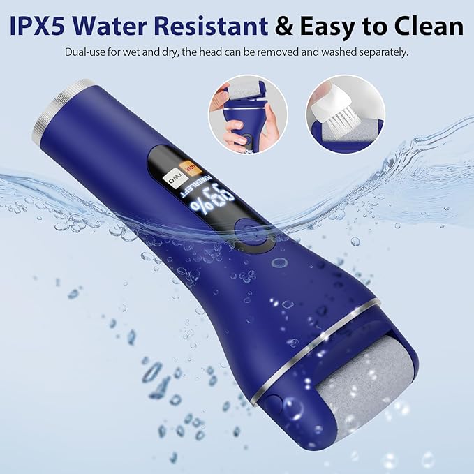 Electric Callus Remover for Feet, Rechargeable Portable Electronic Foot Callus Remover 2-in-1 Wet/Dry Foot Scrubber Electric Toot File for Hard Cracked Dry Dead Skin（Blue）