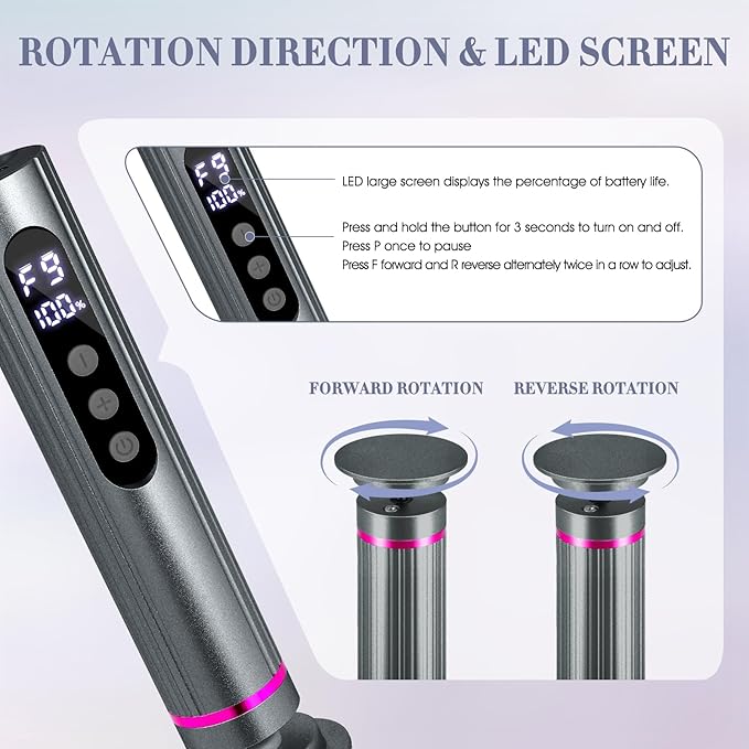 Electric Foot Callus Remover, 2 in 1 Callus Remover for Feet, 9 Adjustable Speeds with Sandpaper Disk and Nail Drill Bits, Digital Display, Rechargeable Pedicure Tools for Dead Skin(Gray)