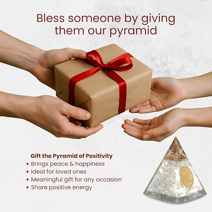 Orgone Selenite Pyramid with Flower of Life – Handmade Orgonite Energy Generator for Meditation, Reiki Healing & Positive Energy