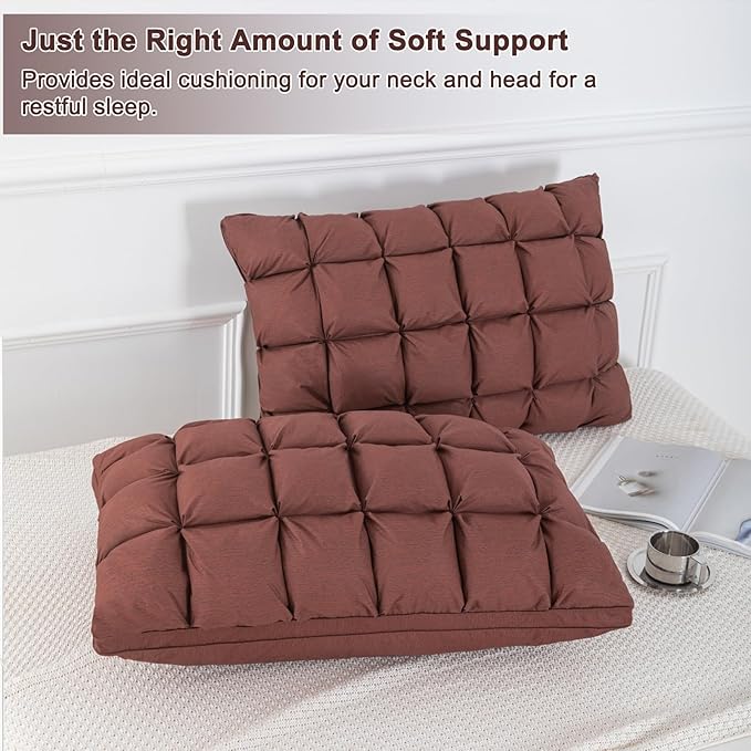 YOUR MOON Soft Pillows King for Sleeping, Support Bed Pillows, Fluffy Down Alternative Pillow, Luxury Hotel Gel Standard Pillows for Side Sleeping (Brown)