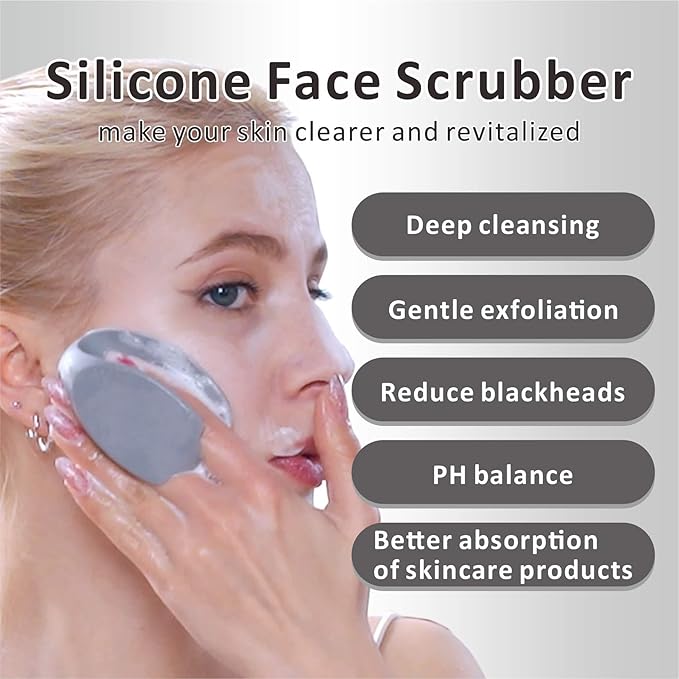 Silicone Face Scrubber,2 Pack Face Scrubber for Women Men, Manual Face Exfoliator Brushes Scrubber,Facial Cleansing Brush for Exfoliating Blackhead Remover Acne Pore Cleansing Massaging