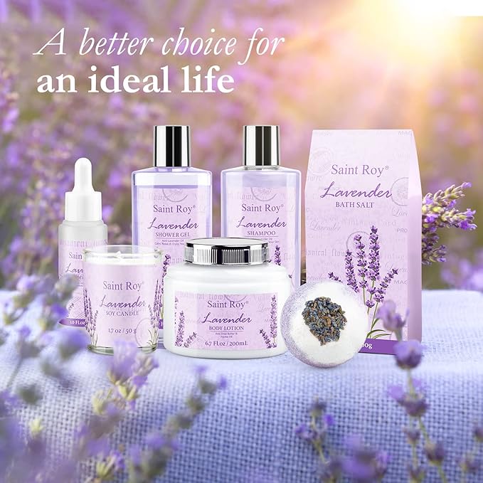 Lavender scented gifts for mom Spa Gift Baskets for Woman - spa baskets for women gift Lavender Gifts for Women, Bath Set, Christmas Gifts for Women, Home Spa Kit Gifts for Her, Mothers Day