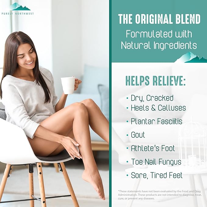 Epsom Salt Tea Tree Foot & Body Soak-Toenail Repair & Ingrown Nails, Athletes Foot Burning & Itching-Stubborn Foot Odor & Softens Callouses-Purely Northwest-USA 2 LB