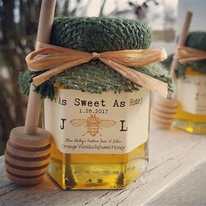 Wooden Honey Dipper Stick Collecting Dispensing Drizzling Jam Portable Wedding Party (15cm, 20)