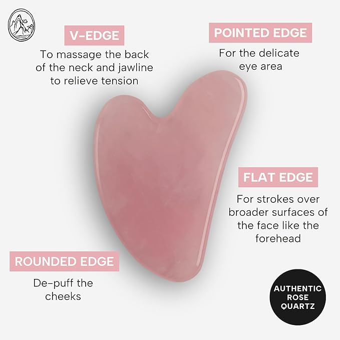 Mount Lai Rose Quartz Gua Sha Facial Tool – The Stone of Graceful Radiance – 100% Genuine Rose Quartz Stone Face Sculpting Tool for Lymphatic Drainage, Puffiness Reduction & Graceful Beauty