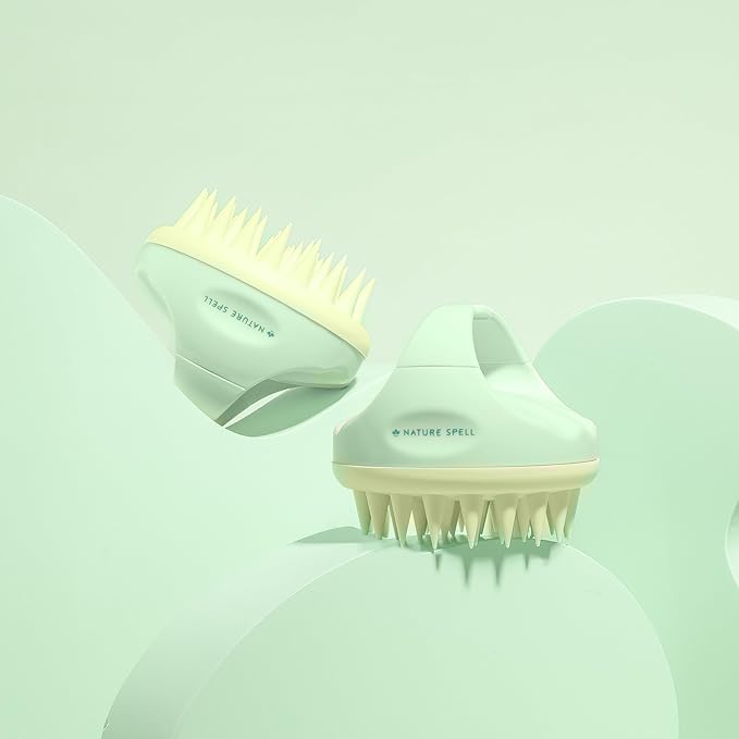 Nature Spell Scalp Massager & Scrubber, Soft Silicone Bristles, Oil Applicator & Exfoliator for Wet and Dry Hair