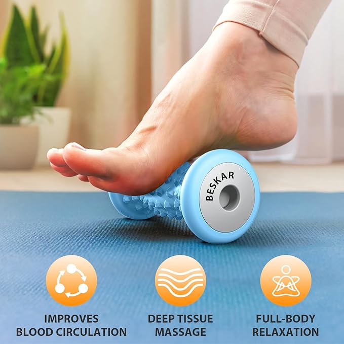 BESKAR Foot Massager Roller for Plantar Fasciitis Relief, Portable Feet Roller to Deep Tissue Muscle Massage, Foot Arch and Heel Pain, Reflexology Tool