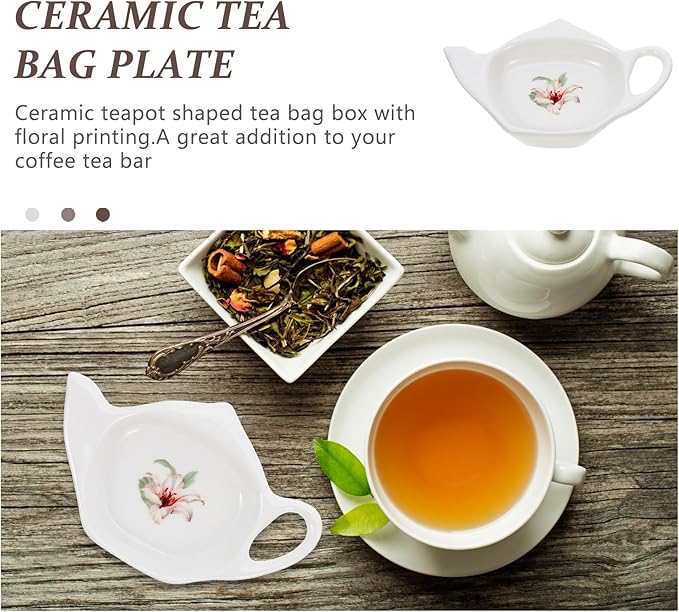 Ceramic Tea Bag Holder Tea Bag Coasters: 2Pack Teapot-Shaped Spoon Rests Tea Bag Storage Rack Classic Teabag Holder Saucer