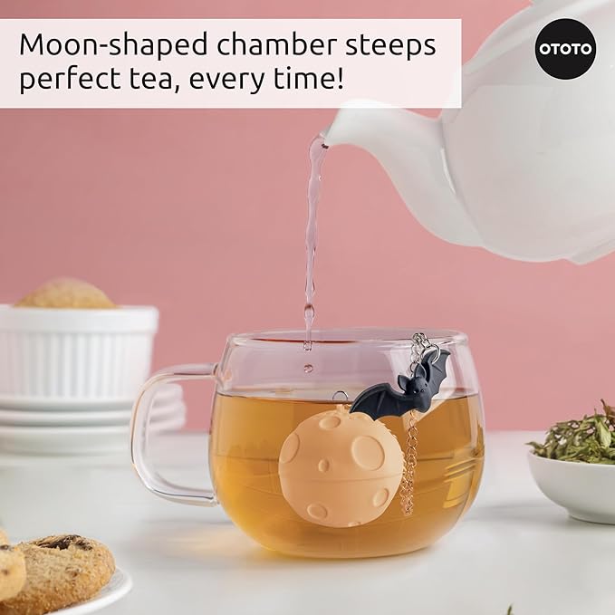 Cute Tea Strainers - Loose Leaf Tea Steeper, Tea Infuser for Loose Leaf Tea, Tea Diffusers, Tea Accessories, Mushroom Gifts, Cute Kitchen Accessories, White Elephant Gifts, (Moonlit, Spooky, Gothic)