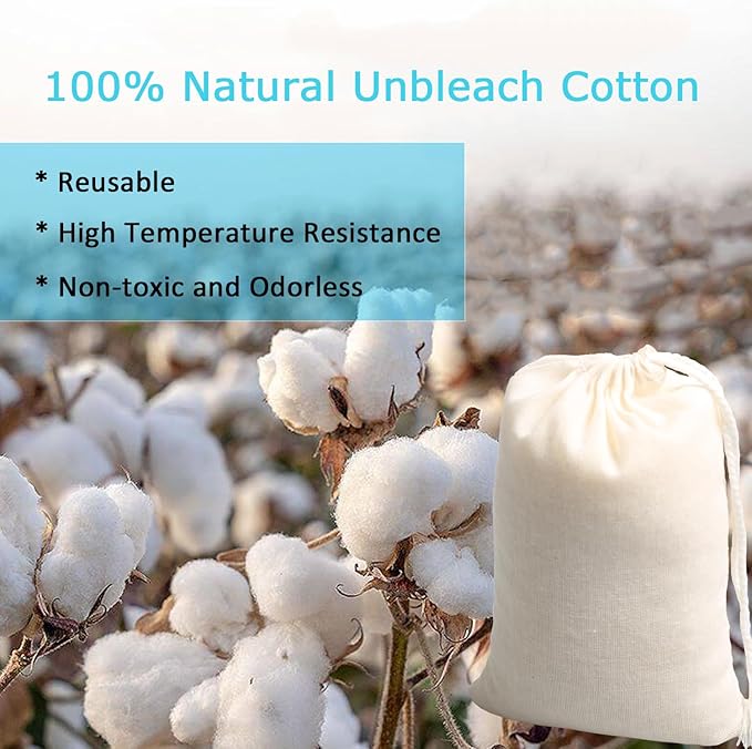 Eketirry Spice Bags, 10pcs Reusable Empty Tea Bags, Muslin Strainer Bags, Soup Bags for Cooking, Natural Cotton Fine Mesh Cheesecloth Bags for Cold Brew Coffee(4 x6Inch)