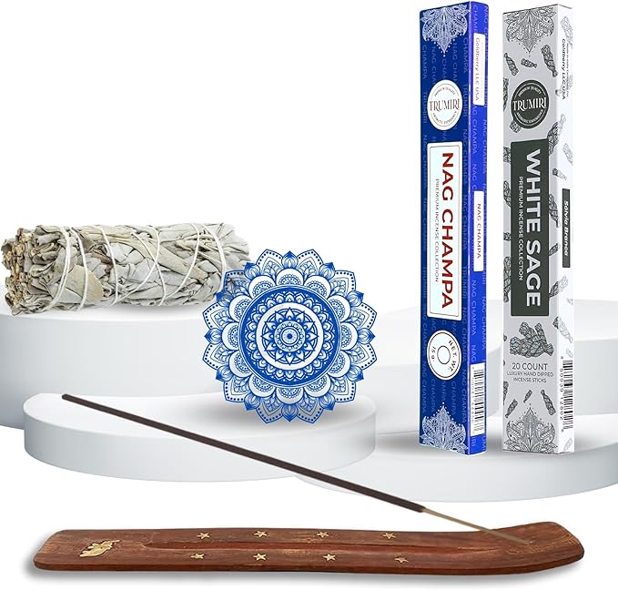 Trumiri Incense Sticks - Combo Pack of 35 Insence-Sticks - 15 Nag Champa + 20 White Sage - Insenses - Insents - Incents - Inscense - Incence - Incienso - All Natural Incense Sticks