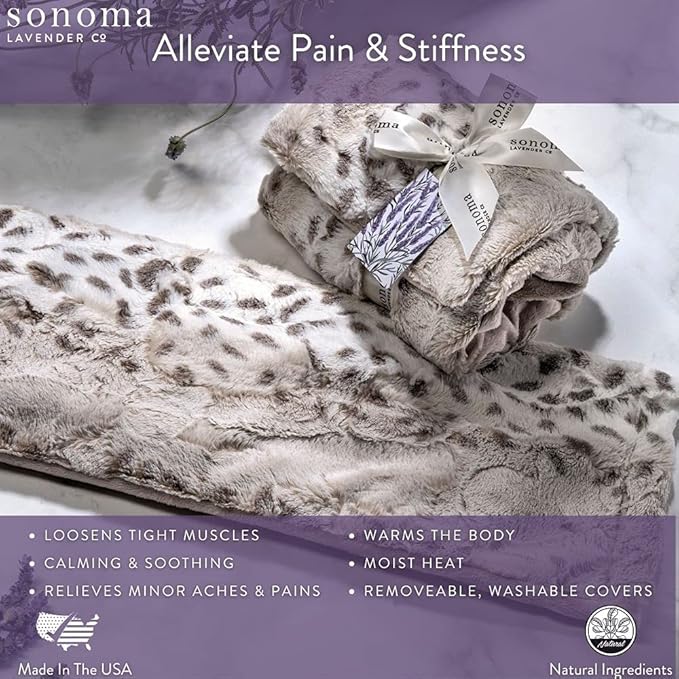 Sonoma Lavender Spa Heat Wrap for Neck, Shoulders and Lower Back, Microwaveable Lavender Aromatherapy Heating Pad, Removable and Washable Covers, Stress and Pain Relief (9" x 26", Arctic Circle)