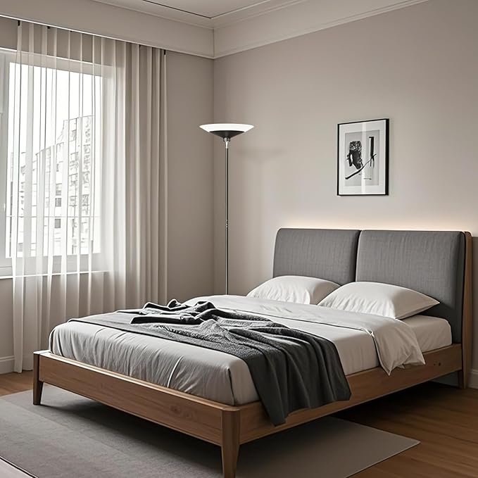 Torchiere Floor Lamp - 72" Tall LED Standing Lamp with Remote/Button Control, 1800Lm, 3000-6500K, 30W Dimmable Modern Corner Floor Light for Living Room Bedroom Office Apartment, Black