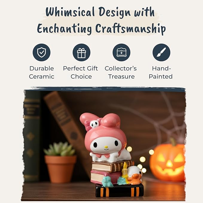 Blue Sky Clayworks My Melody Spooky Library Figurine, 5.5" L x 4.75" W x 7.125" H Created