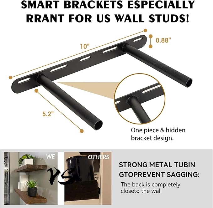 BGMG Wood Floating Shelves for Wall 18 inch Set of 2, Rustic Wooden Wall Mount Shelves for Bathroom Living Room Bedroom Kitchen Farmhouse -18x 6.7 x1.25 inch- Walnut Color