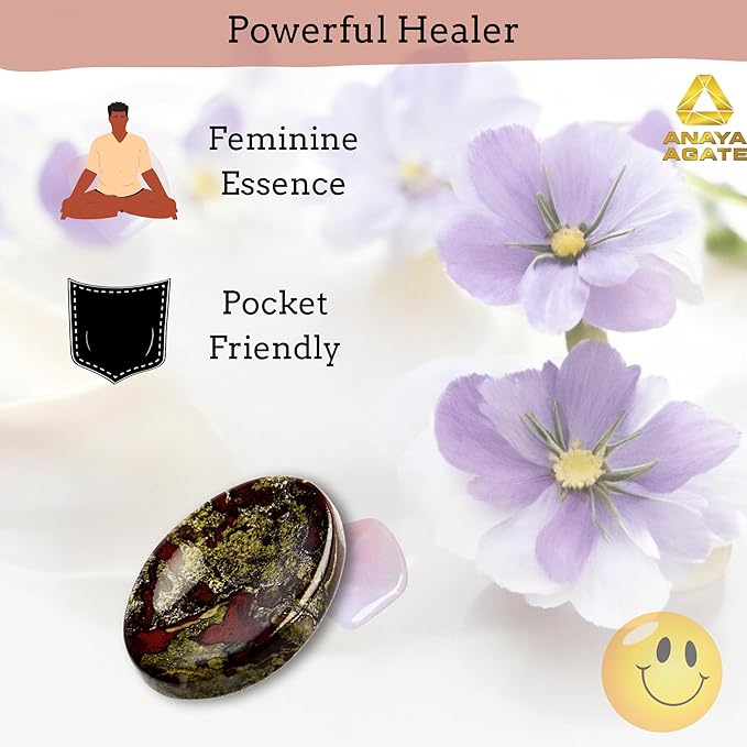 Dragon Bloodstone Worry Stones – Crystal Thumb Worry Stone for Anguish, Stress – Relaxing & Soothing Balance Stones for Meditation, Relief – Healing Stones & Crystals for Men, Women