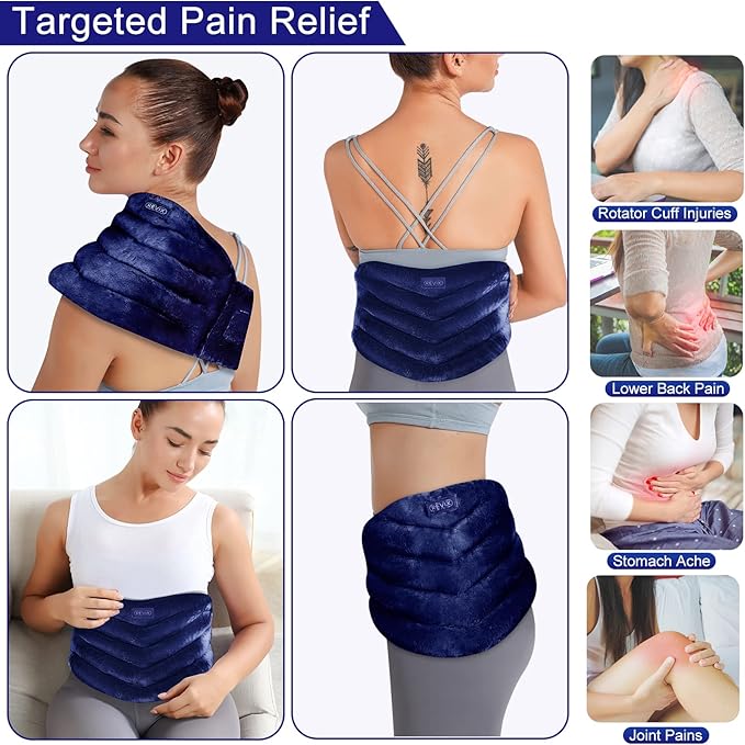 REVIX Microwavable Heating Pad for Back, Extra Large Microwave Heating Wrap for Waist, Stomach, and Shoulder, Moist Heat Pad