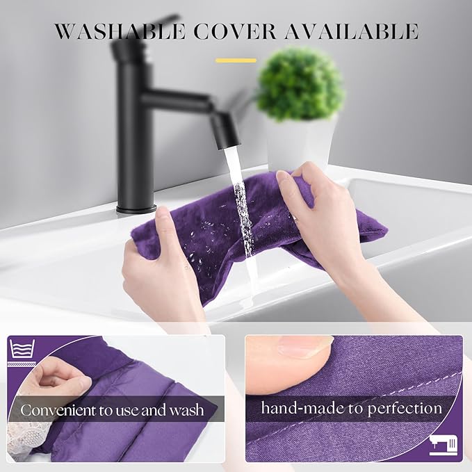 Microwavable Heating Pad with Washable Cover 13x7 Inch Flaxseed Microwave Hot Pack, Lavender Scent, Moist Warm Compress for Relaxation, Non-Electric & Portable