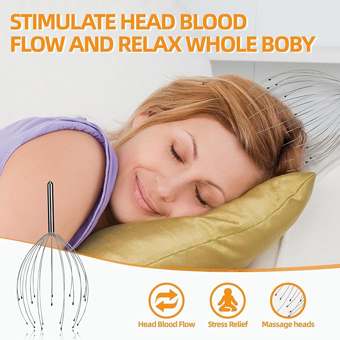 YEZY Head Massager 20 Fingers Head Scratcher Scalp Massager, Back Scratcher, Stocking Stuffers for Scalp Massage Back Massage (Black)