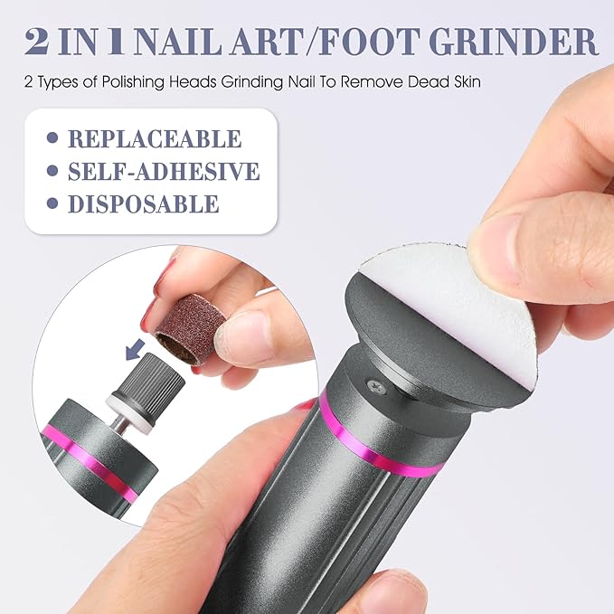 Electric Foot Callus Remover, 2 in 1 Callus Remover for Feet, 9 Adjustable Speeds with Sandpaper Disk and Nail Drill Bits, Digital Display, Rechargeable Pedicure Tools for Dead Skin(Gray)