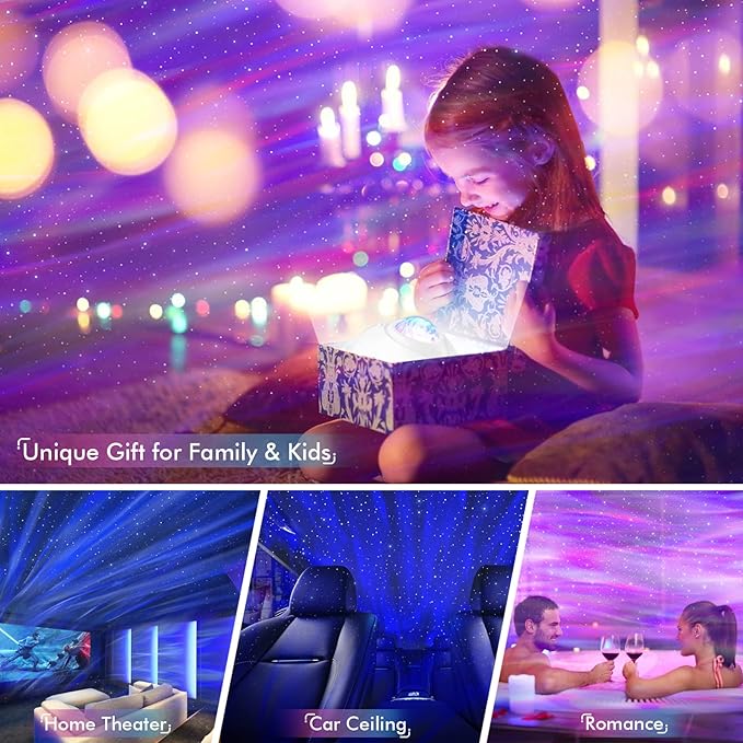Rossetta Galaxy Projector, Star Projector LED Lights for Bedroom, White Noise Aurora Projector, Night Light for Kids Room, Adults Home Theater, Ceiling, Room Decor, Gift for Christmas, Birthday