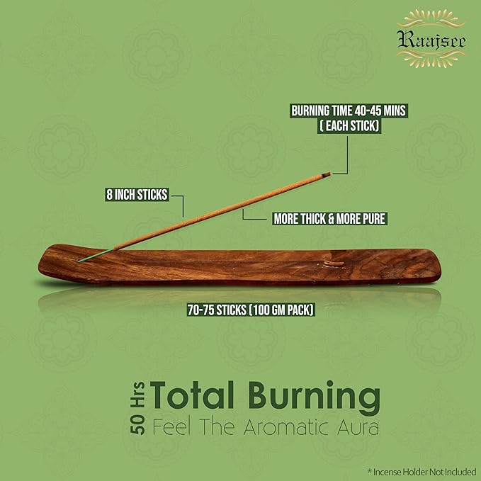 Raajsee Incense Sticks Eucalyptus 100 gm Pack-100% Pure Organic Natural Hand Rolled Free from Chemicals-Perfect for Church, Aromatherapy,Relaxation,Meditation,Positivity & Sensual Therapy