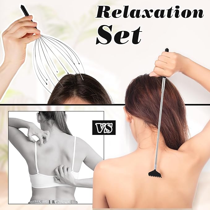 Hoolerry 24 Sets Massage Gifts Head Massager Back Scratcher Fingers Head Scratcher Manual Scalp Massager Christmas Gifts for Body Home Office Spa Stress Relief Relaxation Hair Stimulation Women Men