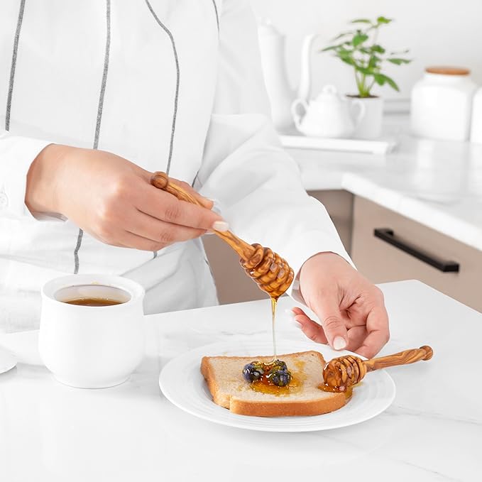 Olive Wood Honey Dipper Stick – 5.9 Inch Natural Handmade Honey Stirrer Wand for Jars, Tea, Coffee, Cooking, Drizzling, Spreading – Eco-Friendly Kitchen Tool