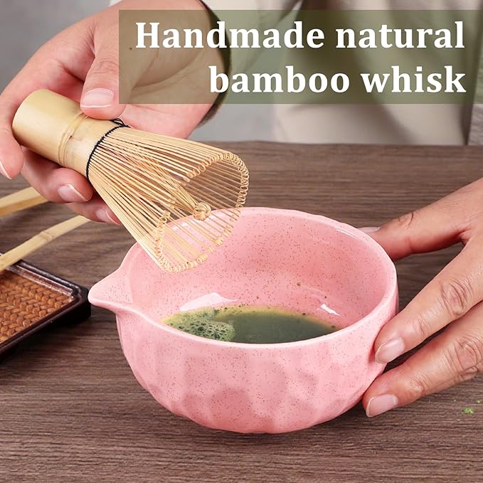 Matcha whisk Sets,Japanese Matcha Set,Matcha Bowl with Spout,Matcha Whisk and Holder,Bamboo Scoop,Sifter - 6 Pcs Tea Set for Matcha Lover,Tea Ceremony,Thanksgiving,Christmas gifts(Blue)