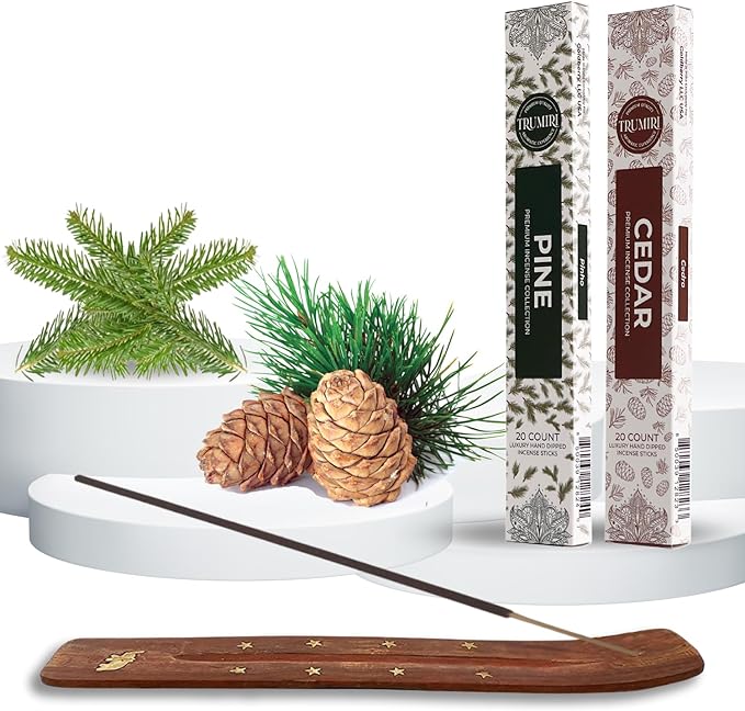 Trumiri Incense Sticks - Combo Pack of 40 Insence-Sticks - 20 Cedar + 20 Pine - Insenses - Insents - Incents - Inscense - Incence - Incienso - All Natural Incense Sticks