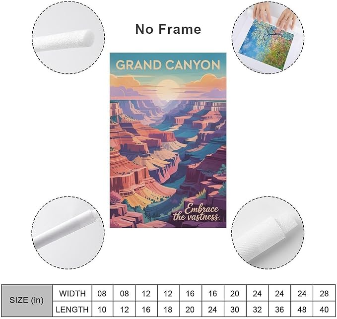 Motivational Canvas Grand Canyon Inspirational Poster Embrace The Vastness for Meditation Living Room Creative Studio Décor Print Poster Unframe-style 12x18inch(30x45cm)