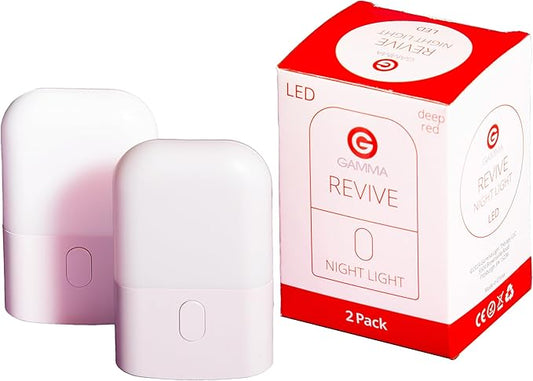 Revive - 670nm Red Night Light (2 Pack) by Gamma - Sleep Therapy - Melatonin Promoting Natural Sleep Aid