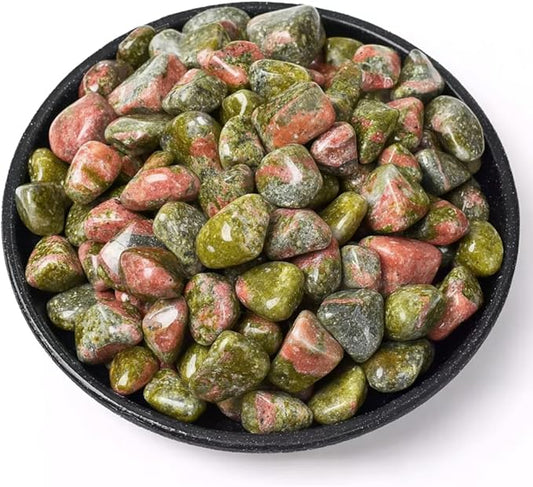 Polished Unakite Crystal Stone Set - 72 Pcs, 0.5" 10 oz Handpicked Tumbled Gemstones Rocks, Pebbles for Reiki, Chakra, Healing, Home Decor