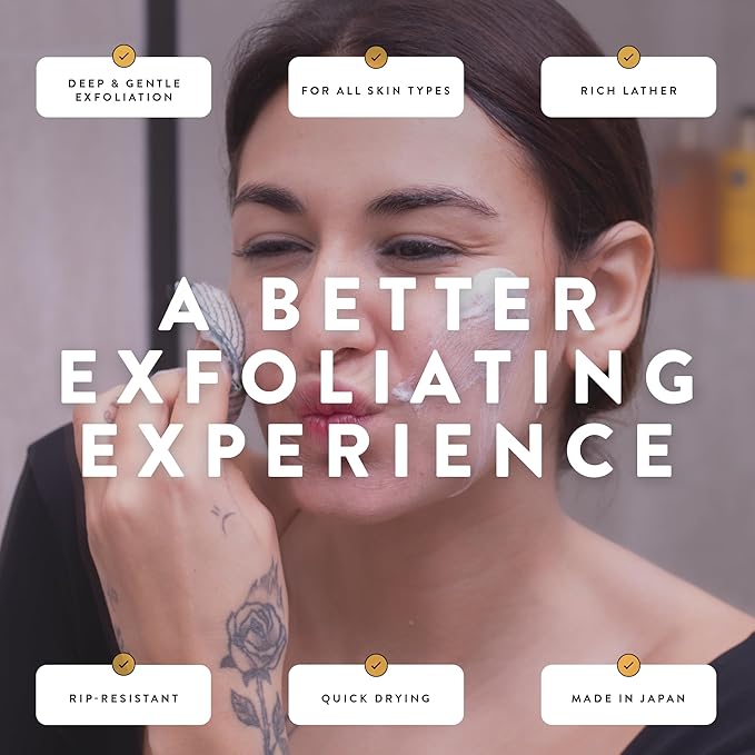 GOSHI Exfoliating Complexion Pads - Reusable, Rapid-Drying, Soft Exfoliating Face Scrubber for All Skin Types - Yellow - Made in Japan