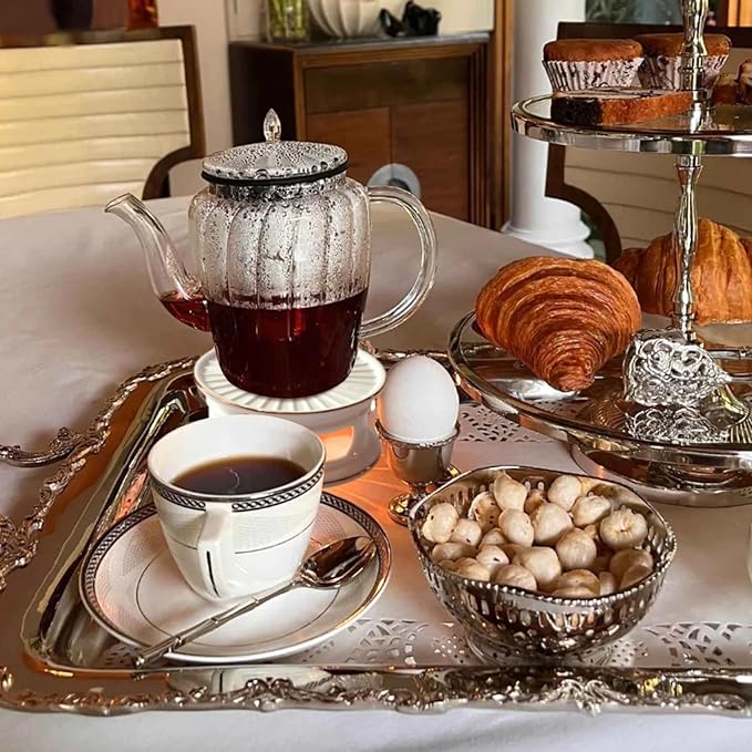 KAYCROWN Teapot Warmer, Ceramic Tea Warmer with Tealight Holder, Teapot Heater for Heating Coffee, Milk, Tea Light Heater, Candle Warmer (White)