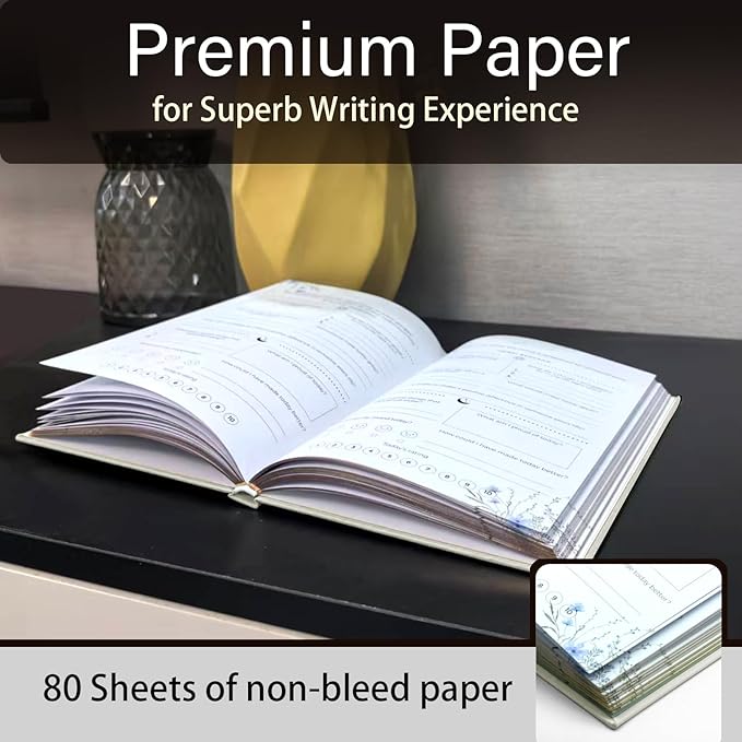 Gratitude Journal, Daily Reflection Journal for More Happiness, Mindfulness & Affirmation, Self Care Journals for Women & Men, 6 Inspirational Stickers and Ballpoint Pen, Beige