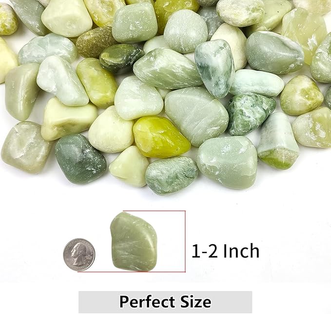 10lbs Jade River Rocks, 1-2 Inch Natural Pebbles for Indoor Plants, High Polished Decorative Stones Vase Filler Fish Tank Aquariums Landscaping Garden Outdoor and Indoor DIY