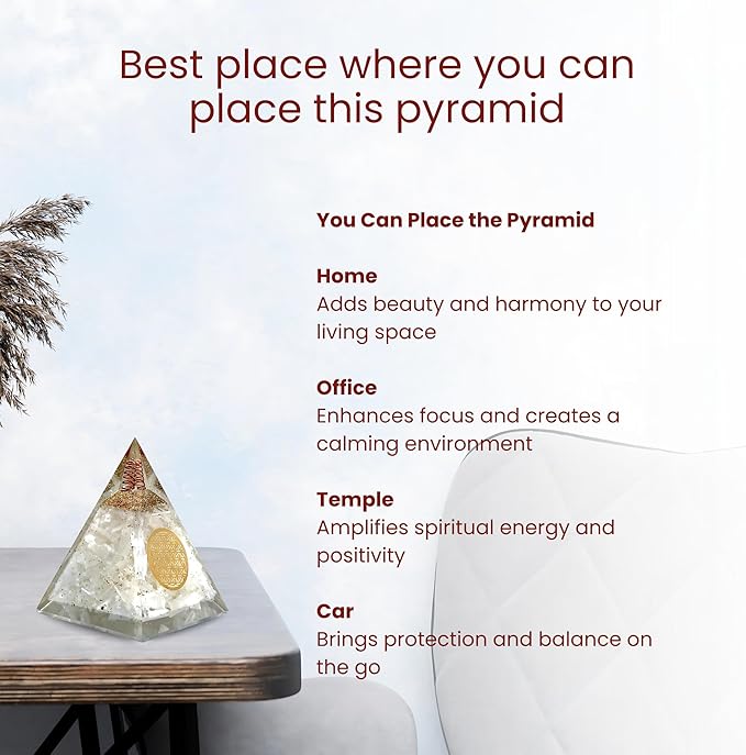 Orgone Selenite Pyramid with Flower of Life – Handmade Orgonite Energy Generator for Meditation, Reiki Healing & Positive Energy