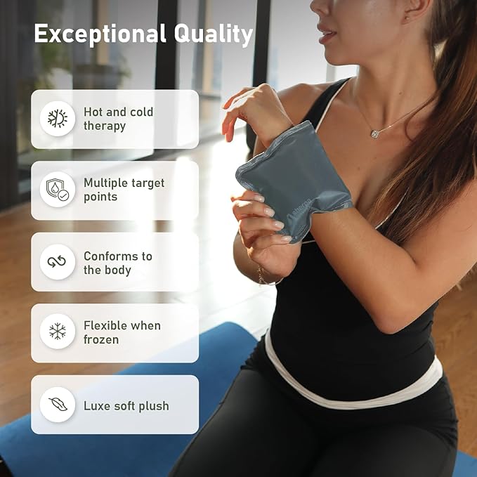 Small Flexible Gel Ice Packs for Injuries Reusable - Soft Hot and Cold Packs for Injuries for Ankle, Hand, Wrist, Head Pain Relief - 5" x 10" - 2PK - Grey