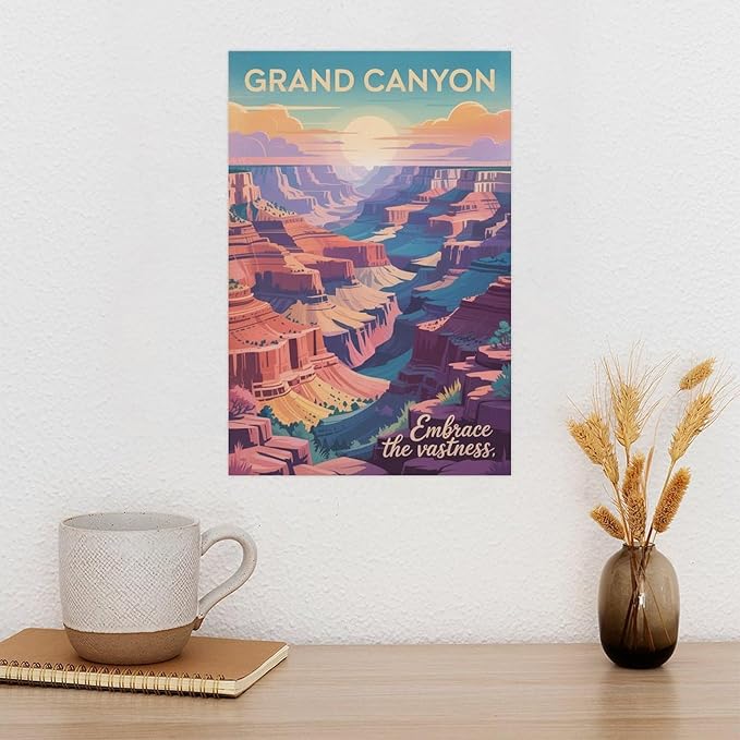 Motivational Canvas Grand Canyon Inspirational Poster Embrace The Vastness for Meditation Living Room Creative Studio Décor Print Poster Unframe-style 20x30inch(50x75cm)