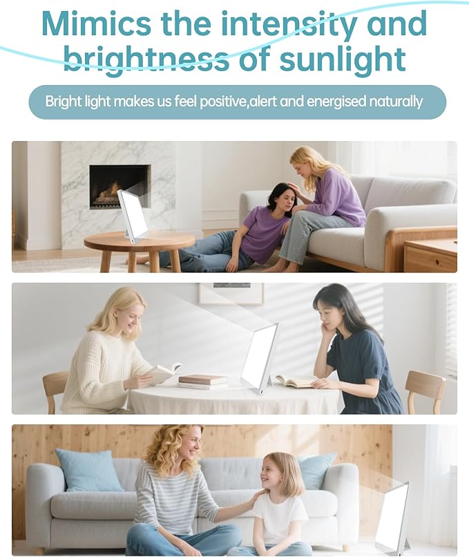 Light Therapy Lamp,10000 Lux UV-Free Full Spectrum Touch Control Daylight Lamp for Home & Office Use,3 Timing & 3 Mode Sunlight Lamp Settings with Memory