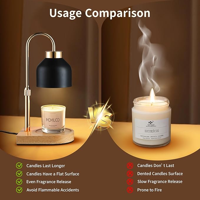 Candle Warmer Lamp with Timer Dimmer, House Warming Gifts New Home Decor, Birthday Gifts for Women Mom, Wax Melt Warmer for Jar Candles, Adjustable Height with 2 Bulbs