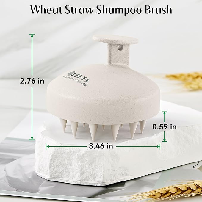 HEETA Scalp Scrubber Shampoo Brush, Scalp Massager Tool for Hair Growth, Soft Silicone Bristles for Dandruff Removal Wet Dry Use Women Men Kids Pet, Fit All Hair Types Care, Beige