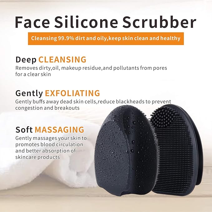 Silicone Face Scrubber,Soft Face Cleansing Brush,Face Pore Blackhead Remover Exfoliator for Face Nose Deep Cleansing Massage Makeup Removal for All Kinds of Skin Care Men Women