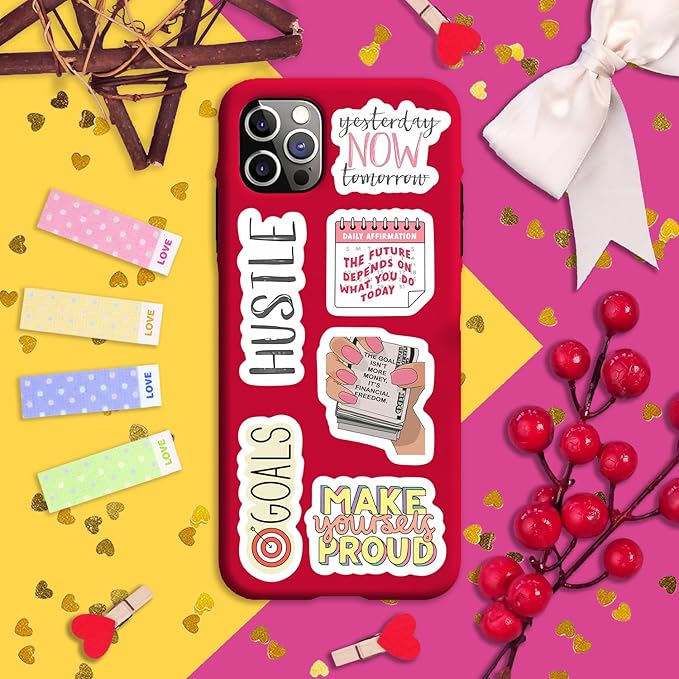 BulbaCraft Motivational Stickers for Adults - Goal Getter Party Favors & Decorations, Waterproof Vinyl Inspirational Decals for Water Bottle, Laptop, Gifts for Women & Men