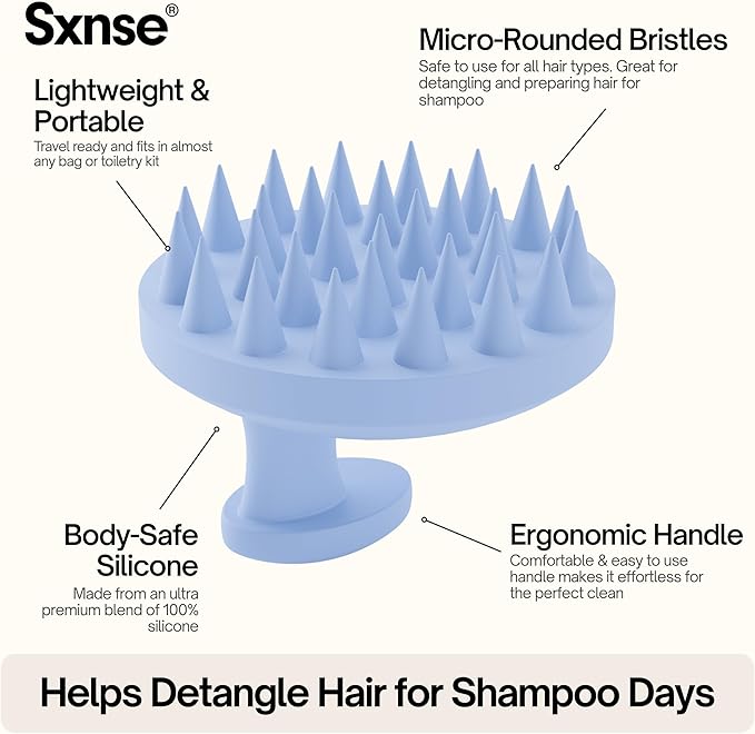 SXNSE - Revive Silicone Scalp Massager, Forest - Manual Hair & Scalp Scrubber for Dandruff, Buildup, Itch, & Hair Growth - Soft Exfoliating Silicone Bristles for Wet & Dry Hair, Flake-Free Finish