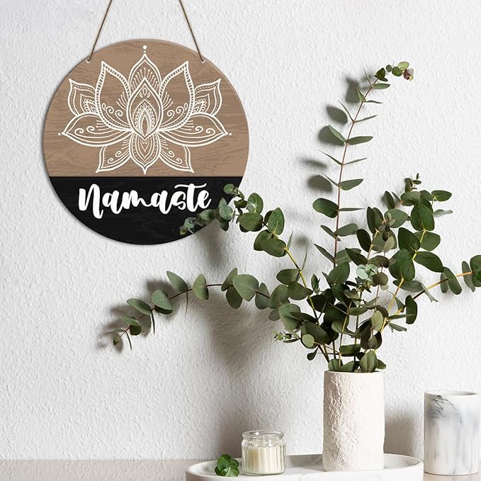 Meditation Room Decor Sign, Namaste Sign, Yoga Studio Wall Decoration Home Gym Spiritual Room Zen Den Hanging Decor Sign, Gifts for Yoga Instructor Lover