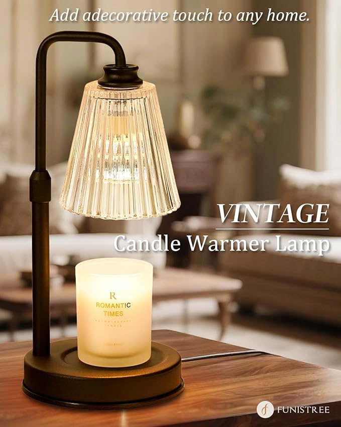 Candle Warmer Lamp with Timer Dimmable, Christmas Birthday Gifts for Women Mom, Adjustable Candle Warming Lamp with 2 Bulbs, Black Candle Lamp Warmer for Jar Scented Candles, House Warming Gifts