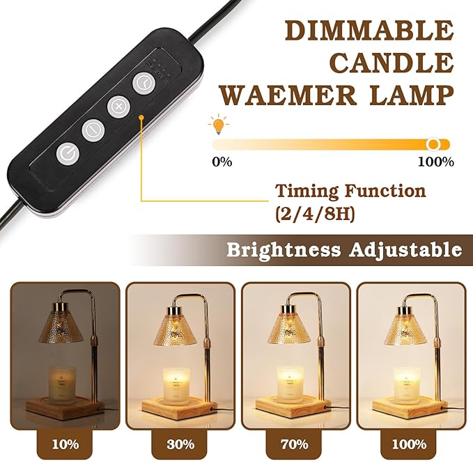 Modern Candle Warmer Lamp, Dimmable Candle Lamp Warmer with Timer, Birthday Gifts for Women Who Have Everything, Christmas Gifts for Mom, Adjustable Men's Candle Lamp, Cozy Living Room Bedroom Decor